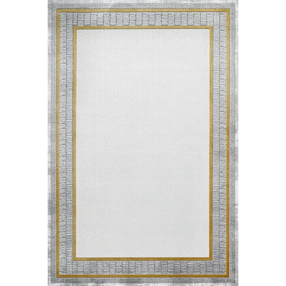 Yellow Framed Area Rugs for Living Room Washable Rugs Boho Moroccan Area Rug Soft Neutral Geometric Bohemian Carpet Distressed Indoor Rug for Bedroom Dining Room Office Foldable Nonslip Rug