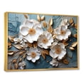thumbnail image 2 of Designart "Spring Elegance White and Gold Flower Beauty V" Floral Framed Wall Art - Traditional White Flowers Entryway Framed Wall Art, 2 of 6