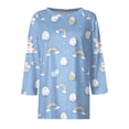 thumbnail image 4 of Garbnen Easter Shirts for Women O Neck Women's 3/4 Length Sleeve Tops Egg Rabbit Hunt Print Fashion Fitted Holiday Women Blouse, 4 of 6