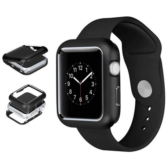 44mm Case, Nakedcellphone [Black] MAGNETIC Snap-On Aluminum Cover with Polished Chrome Bezel for Apple iWatch (Series  4, Size 44mm)