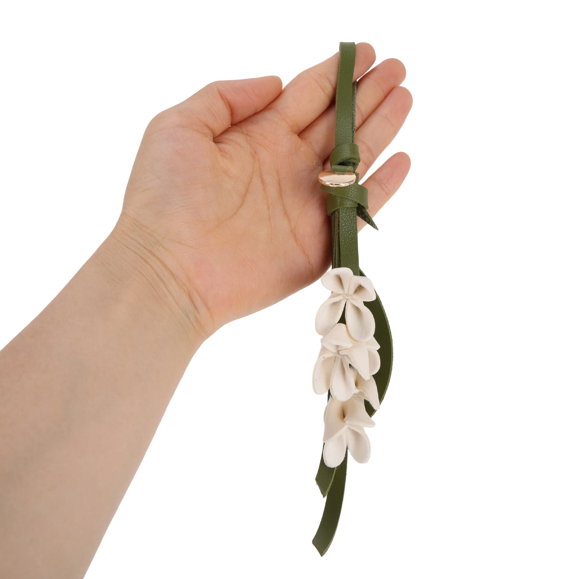 Unique Bargains PU Leather Flower Handbag Charm 1 Piece for Bags White