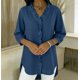 thumbnail image 4 of Tops de Verano de Mujer con Mangas Casual Faux Denim Cuello en V Ruffled Tres Cuartos de Manga Blusa, Ligero Y Cómodo para el Uso Diario, 4 of 5