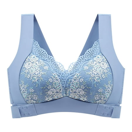 

QLEICOM Everyday Bras for Women Women s Comfort Lift Wirefree Bras Underwear Removable Shoulder Strap Daily Comfort Bra Underwear Bras No Underwire Blue Cup 38/85BCD