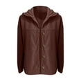 thumbnail image 4 of Women's Corduroy Button Down Shacket, Casual Hooded Jacket with Front Pockets, Soft Ribbed Fabric Button Front Coat, Relaxed Fit Corduroy Outerwear for Women, Trendy 2025 Fall and Winter Jacket Brown, 4 of 5