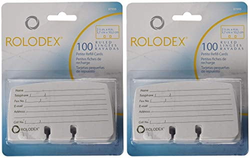 Rolodex Petite Refill Cards, 2 1/4 x 4, 100 Cards/Pack Pack of 2 ...