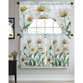 thumbnail image 3 of Spring Floral Kitchen Curtains Swag Valance and Tier Curtains Set 24 Inch Length, Watercolor Summer Botanical White Daisy Rod Pocket Drape Panels Pair Swag Curtains for Bathroom/Cafe/Window, 3 of 6