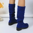 thumbnail image 6 of YLYL Women's Suede Knee High Boots Chunky Heel Lug Sole Non Slip Round Toe Fall Winter Boots, 6 of 9