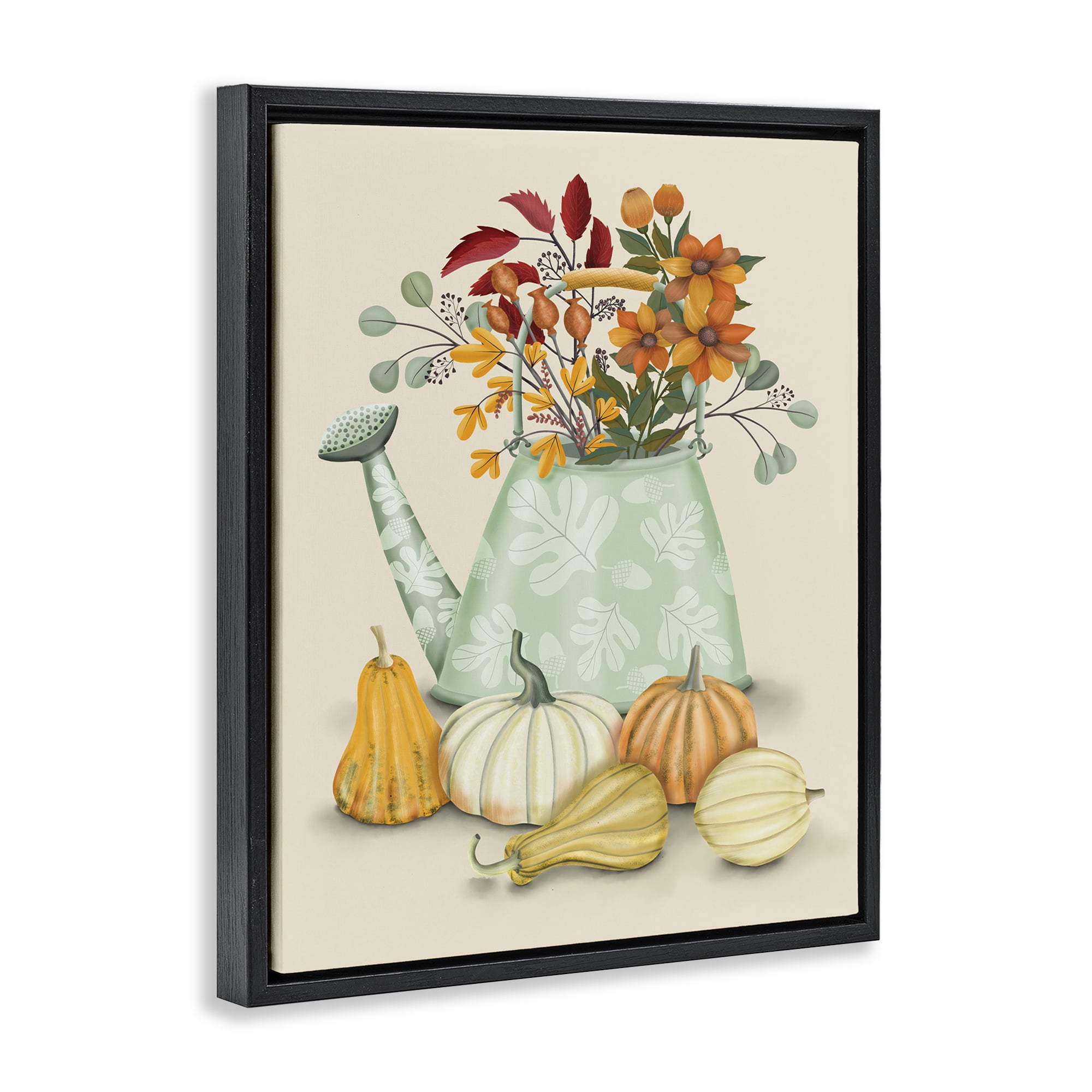Stupell Industries Country Harvest & Bouquet Plants & Flowers Painting Black Floater Framed Canvas Art Print Wall Art, 17 x 21