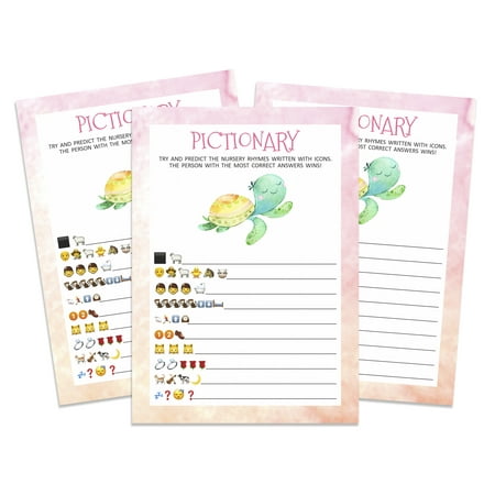 InkdotpotPack of 50,Girl BabyShower Party Collection,PictionaryBabyShower Party Games, Activities, Decorations,Mermaid ThemeParty Supplies