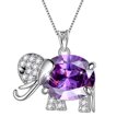 thumbnail image 1 of Juwaliy Collar de Elefante Amatista Piedra de Nacimiento de Febrero 925 Plata Esterlina Dije de Cristal Púrpura Joyería para Mujer Hija Esposa Madre Regalos de Navidad Cumpleaños, 1 of 8