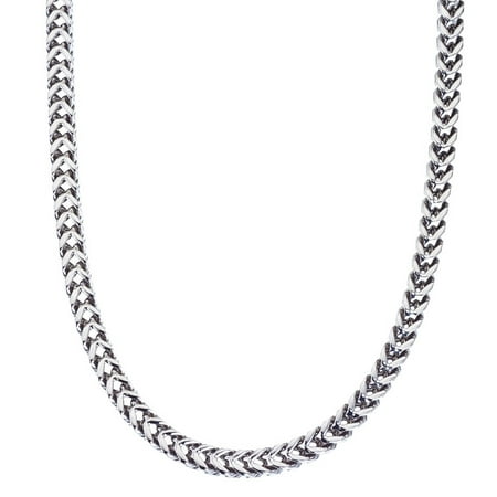 Stainless Steel Mens 24-inch 6mm Square Wheat Chain Necklace (Plain)