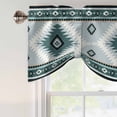 thumbnail image 4 of Teal Gray Boho Tie Up Valance Curtains for Windows, Kitchen Curtains Window Treatments, Southwestern Ethnic Abstract Geometric Short Window Shades Valances for Bedroom Bathroom Cafe 54"x18", 4 of 8