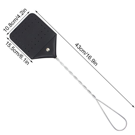 Rkxzt Fly Swatter Heavy Duty Leather Fly Swatter with 17.5 Inch Stainless Steel Handle Multi Pack Crack Proof Bend Proof Washable Tools/Office|Pu,Brown