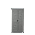 thumbnail image 2 of Gzxs Outdoor Storage Wood Cabinet with Metal Top, Garden Tools Shed for Patio and Yard, 33.5"L x 20.5"W x 68.5"H, Gray, 2 of 8