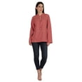 thumbnail image 2 of Moomaya Tunique Col Mandarin pour Femmes Manches Longues Été Coton Uni, 2 of 7