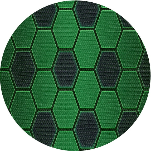 Ahgly Company Indoor Square Patterned Dark Forest Green Area Rugs, 3' Square