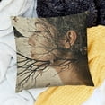 thumbnail image 2 of BANET  Woman Face and Crow Throw Pillow Covers,Double Exposure Portrait of Young Woman Face and Pine with Black Crow Pillowcase Home Decor for Sofa Bed Living Room 24x24in, 2 of 5