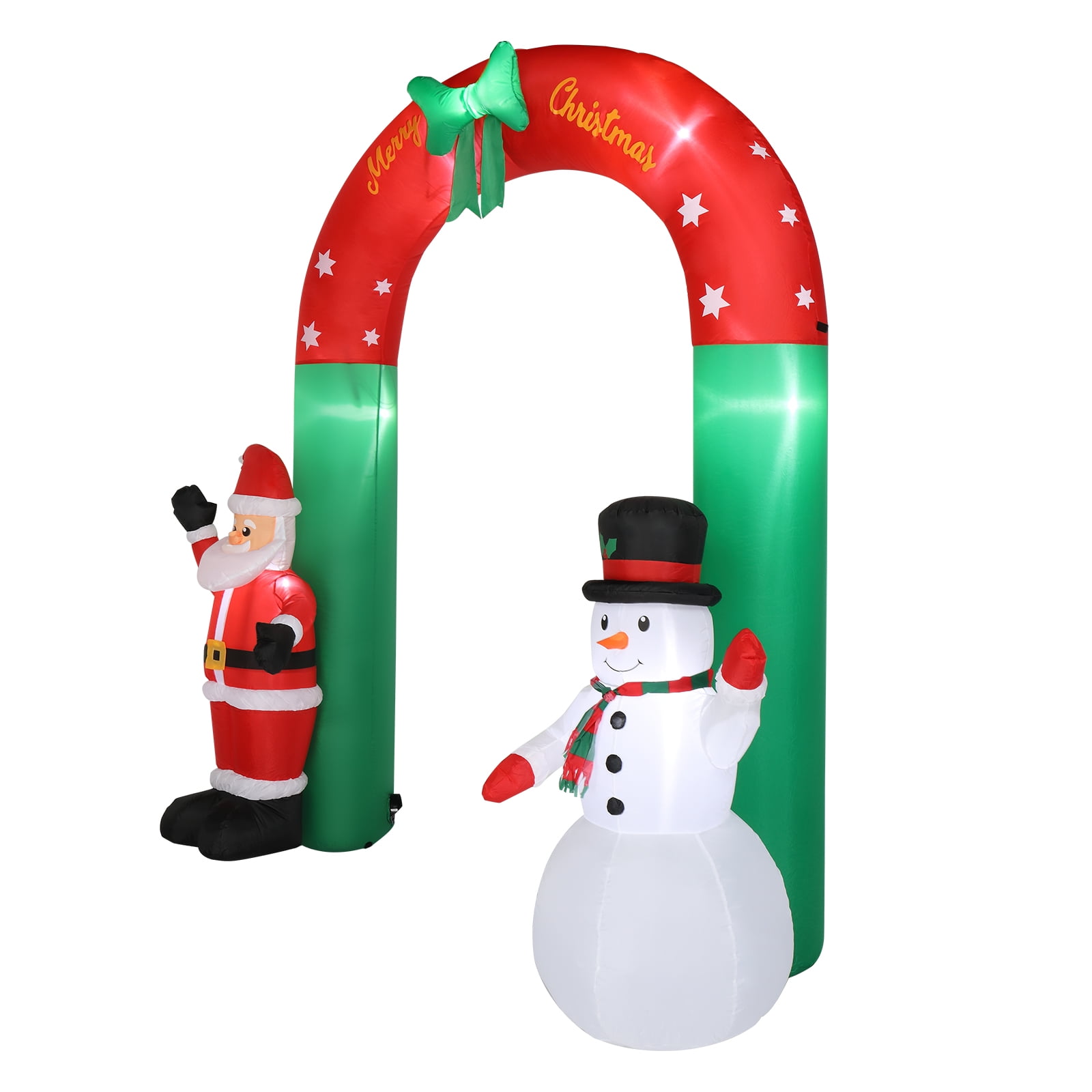 Astoutdoor 8ft Inflatable Festive Arch Decoration with Santa Snowman and 7 Lights