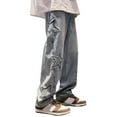 thumbnail image 2 of Mens Sweatpants Jeans Fashion High Street Washed Old Loose Fashion Men Warm Jeans,Light Blue,L, 2 of 9