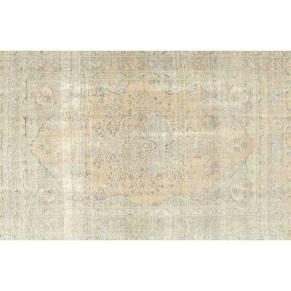 Ahgly Company Indoor Rectangle Traditional Vanilla Gold Persian Area Rugs, 6' x 9'