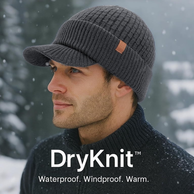 TOP-EX DryKnit™ Waterproof Visor Beanie Hat - Men Women  display picture 1