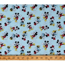 Cotton Mickey & Minnie Mouse Classic Pack Disney Characters on Light Blue Kids Cotton Fabric Print by the Yard (77124-A620715)
