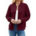thumbnail image 3 of Women'S Zip Up Cardigan Sweater Hoodies Long Sleeve Jacket Outfits Crewneck Casual Coat Wine Red XL, 3 of 9