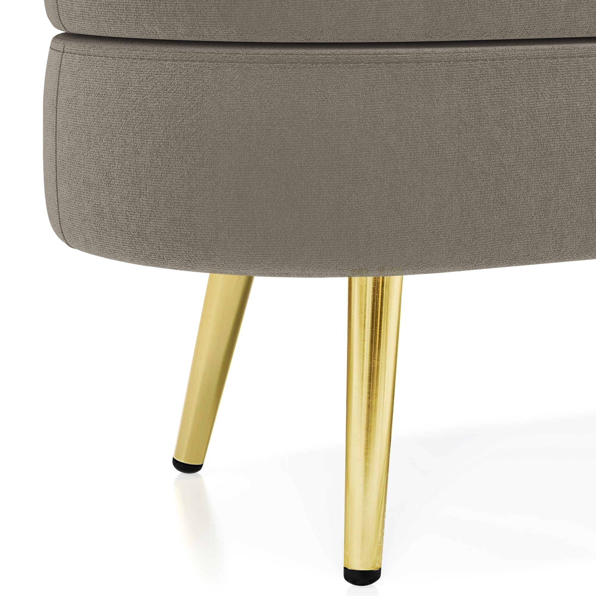 Oval Flannel Storage Ottoman Bench, Upholstered Footstool with Metal Legs, 43.5"x16"x16", 250lbs Capacity for Home Decor