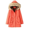 thumbnail image 2 of Brilliant Jackets for Women Clearance under $10.00 Womens Warm Long Coat Hoodies Jacket Slim WInter Parkas Outwear Tops with Pockets Orange M, 2 of 6