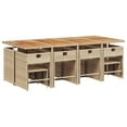 thumbnail image 3 of vidaXL 13 Piece Garden Dining Set with Cushions Beige Poly Rattan, 3 of 5