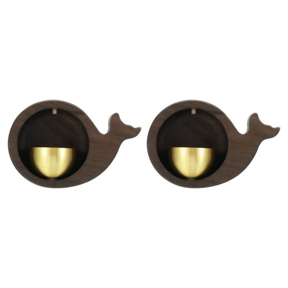 2 Set Shopkeepers Bell, Wood Door Chime Hanging Magnetic Door Bell for Door Opening,Whale