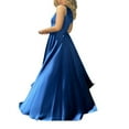 thumbnail image 1 of Robe Femme Sans Manches Sexy Col en Biais Robe Formelle Fendue sur le Côté Robe Longue de Mariage, 1 of 6