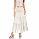 thumbnail image 1 of TaTaai Ladies High Waist Linen Blend Maxi Skirt Solid Color Three Tier Ruffle Design Elastic Waist Pocket Casual Summer Gift, 1 of 6