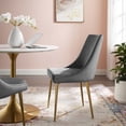 thumbnail image 2 of Contemporary Modern Urban Designer Dining Kitchen Room Side Dining Chair, Velvet Fabric Metal Steel, Grey Gray, 2 of 7