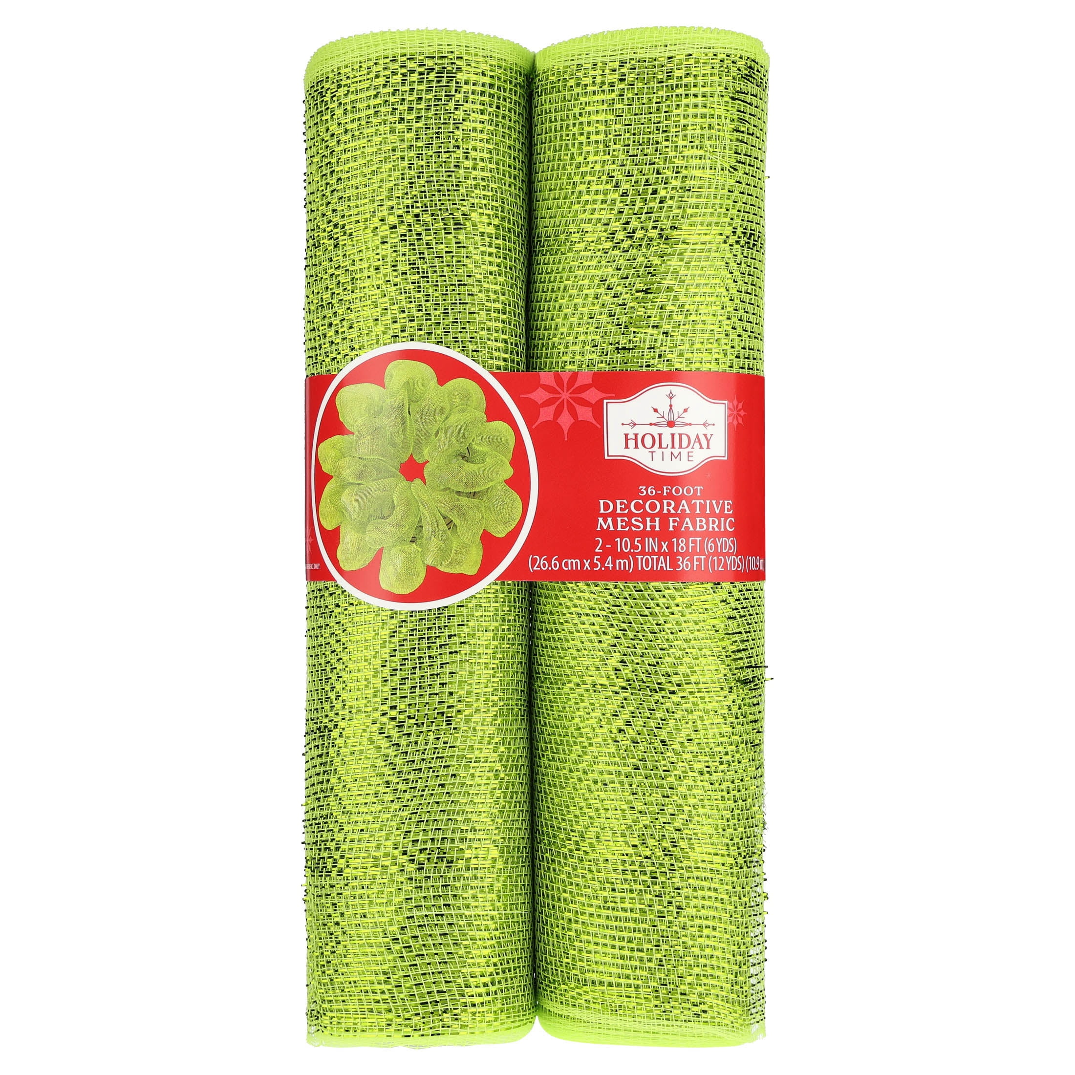 Light Green Decorative Mesh Fabric, 10.5" x 18', 2 Count, by Holiday Time