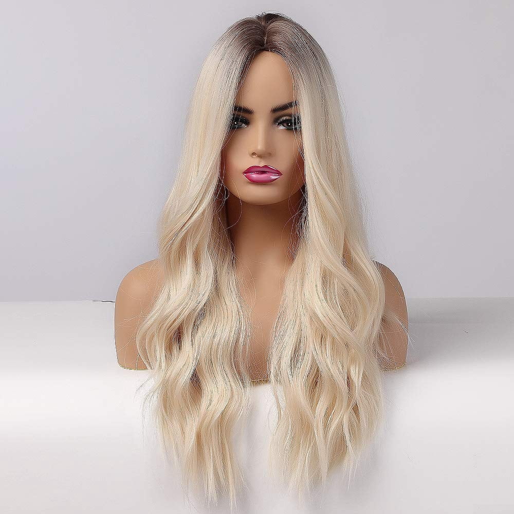 24 Inches Long Blonde Wigs for Women Natural Synthetic Wig  display picture 1