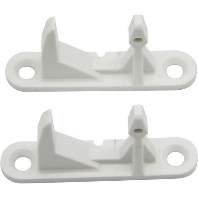131763310 Percuteur de Porte pour Laveuse, Remplacement pour Séchoirs Kenmore et Électrolux et machines à Laver, Présenté comme un Ensemble de Deux Composants en Plastique Blanc. Chaque Percuteur Présente une Conception durable avec Deux Trous de Montage et un Mécanisme de Loquet central. Convient pour Corriger des Problèmes comme des Portes Ne Se Ferment Pas Ou Ne s'Ouvrent Pas, un Défaut de Démarrage Ou un Mauvais Fonctionnement du Loquet de Porte. Compatible avec Kenmore, Crosley, Gibson, Westinghouse et d'Autres Grandes Mar