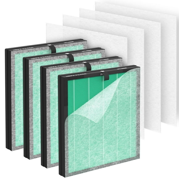 SAKEGDY HY4866 Filtres de Remplacement, 4 H13 Vrai HEPA & Supplémentaire 4 Pré-Filtre pour MORENTO HY4866, Pureborne HY4866, WESTHEY HY4866, YI
