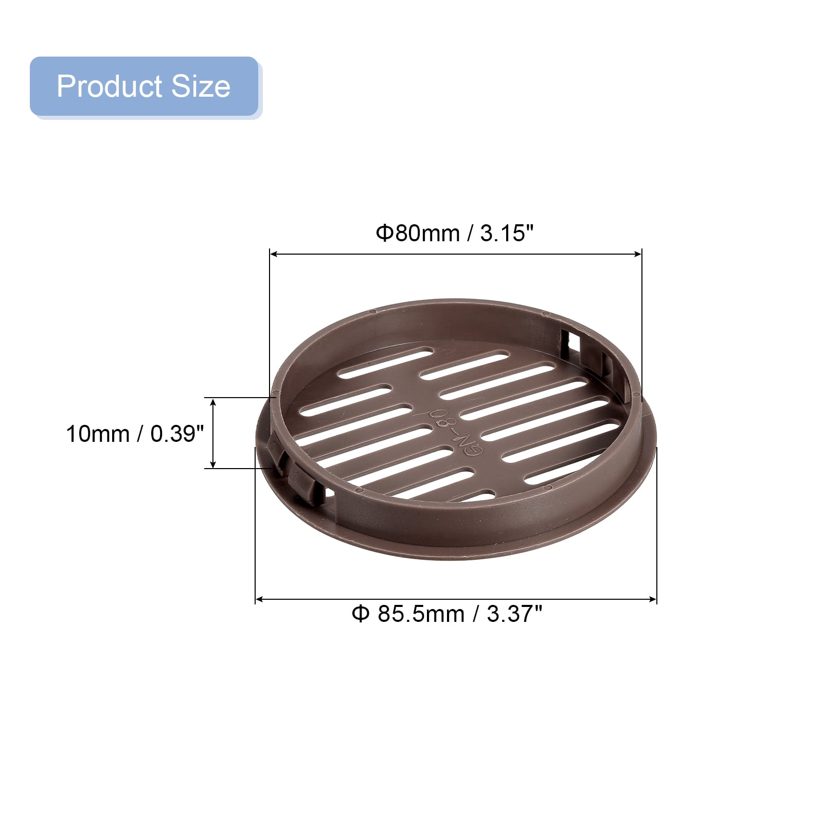 16Pcs 80mm/3.15" Circular Soffit Air Vents, Plastic Soffit Vent Cover, Round Mesh Hole Louver for Bathroom Kitchen Cabinet Wardrobe, Dark Brown