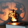 thumbnail image 2 of Uutvmp Halloween Candle Holder Ornament, Halloween Pumpkin Owl Bat Spider Ghost Tealight Stand Metal Candlestick Table Sign Centerpiece, 2 of 6