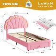 thumbnail image 2 of Twin Upholstered LED Bed Frame - with Storage Headboard & Storage Drawer, Berber Fleece Princess Platform Bed for Kids, Wood Support, No Box Spring Needed, Easy Assembly, Pink, 2 of 7