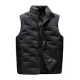 thumbnail image 2 of Yubnlvae coats for men Men's Casual Padded Vest With Zipper Stand Collar Vest With Pocket jackets for men Black, 2 of 8