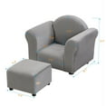 thumbnail image 2 of Kids Sofa with Ottoman, Velvet Upholstered Lounge Sofa with Wood Legs, Backrest and Armrest Baby Sofa Chair Seat Furniture, Kids Couch for Boys and Girls, Gift for Toddlers, Dark Gray, 2 of 9