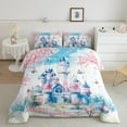 thumbnail image 2 of Erosebridal Blue Castle Comforter Sets Queen Size For Girls,Floral Butterfly Bedding Queen Comforter Set,Princess Decor,Reversible,3Pcs, 2 of 8