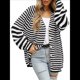 thumbnail image 1 of Suéter A Rayas para Mujer, Abrigo Informal de Larga con Botones Abiertos, Cárdigan de Punto Holgado para Otoño. Negro XL, 1 of 8