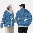 thumbnail image 6 of Sigee Sharks on White Blue Striped Print UPF50+ Men's Sun Protection Hoodie Shirt SPF UV Shirt Long Sleeve Fishing Outdoor Lightweight, S-3XL, 6 of 9