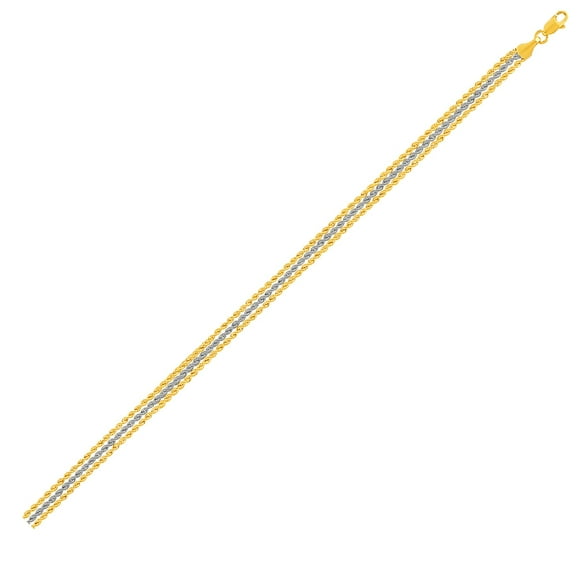Triple Strand Rope Chain Bracelet in 10k Two Tone Gold 7.25 in