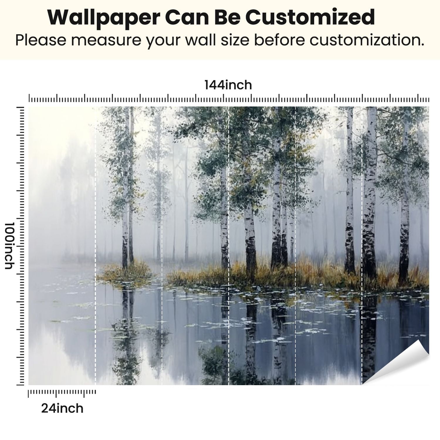 Peel and Stick Wallpaper Birch Trees Abstract Forest Branches Landscape Colorful Nature Modern Modern Art Wall Mural Decor Self Adhesive and Removable 100in x 144in