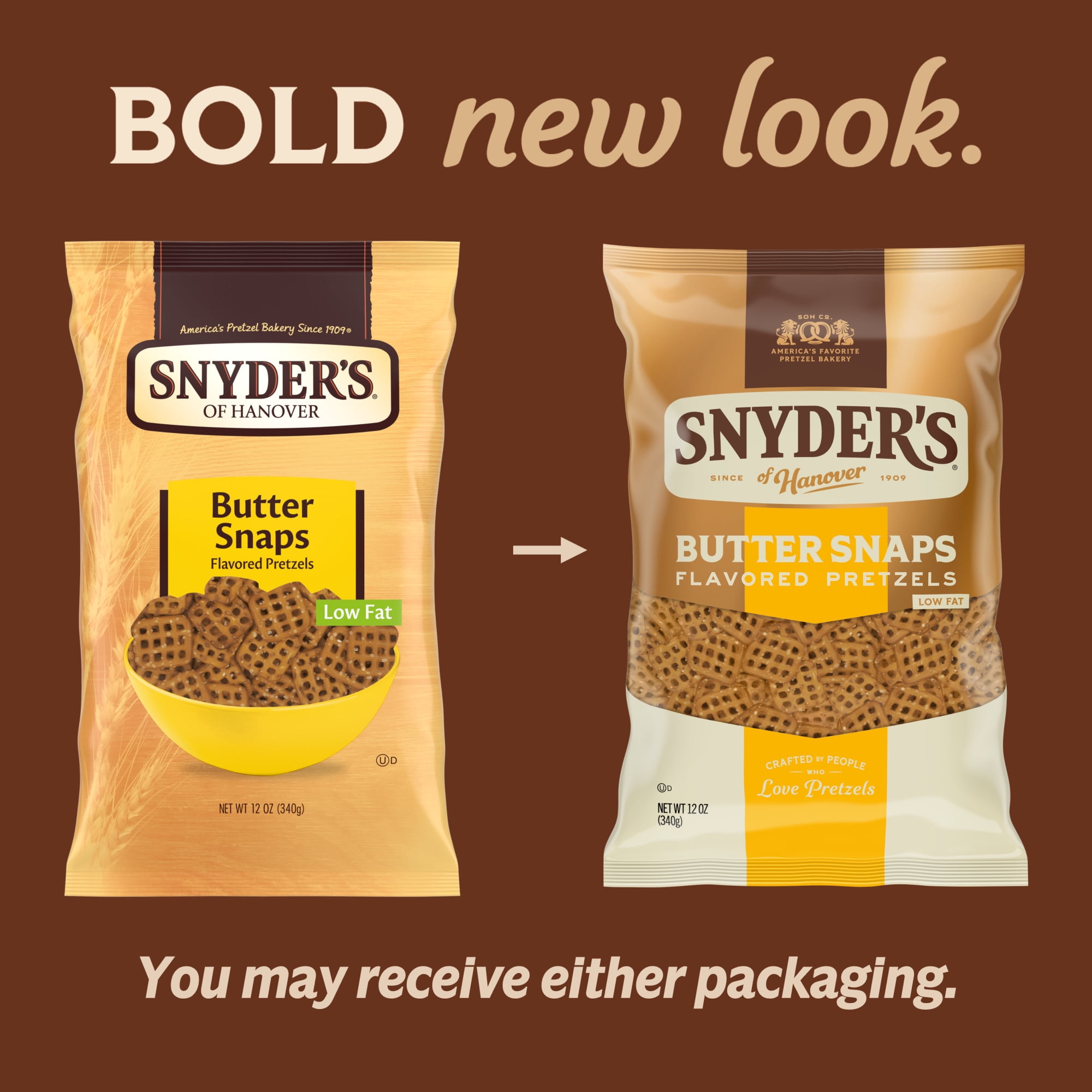 (3 pack) Snyder's of Hanover Butter Snaps Pretzels, 12 oz Bag