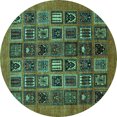 thumbnail image 1 of Ahgly Company Machine Washable Indoor Round Abstract Turquoise Blue Modern Area Rugs, 8' Round, 1 of 4